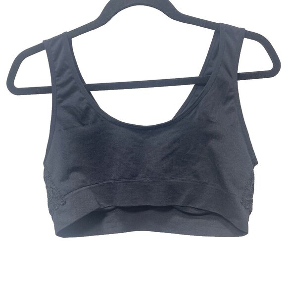 Women's Black Support Gathered Bra with Lace, Plus Size XXL, Brand New - Picture 4 of 8